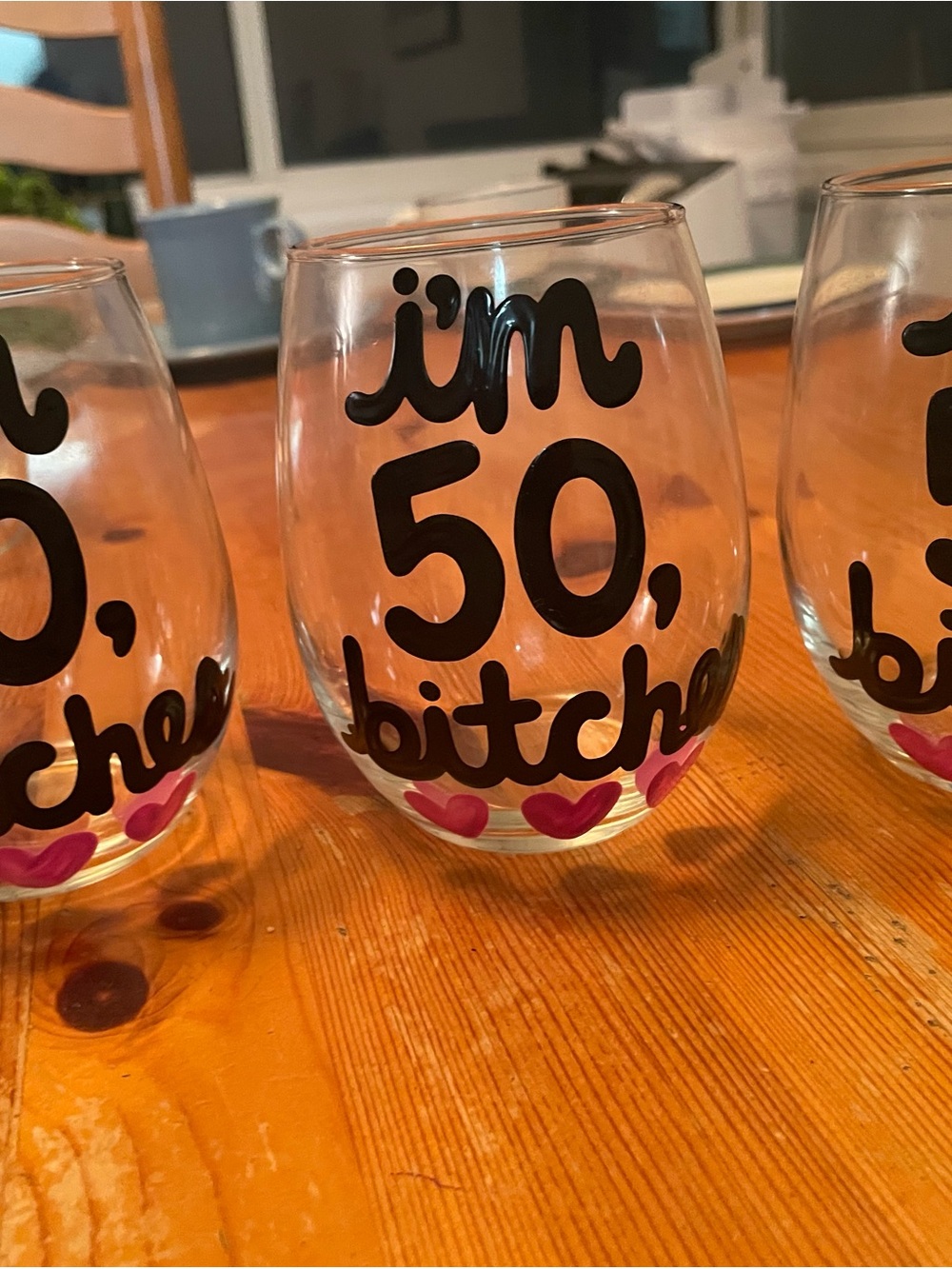 Three Stemless Wine Glasses - "I'm 50, Bitches"